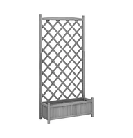 Planter with Trellis Gray Solid Wood Fir