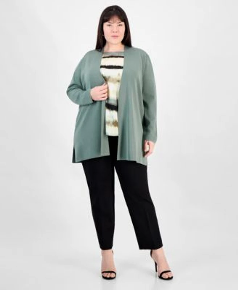 Anne Klein Plus Size Napa Cardigan Boat Neck Blouse Hollywood Ankle Pants