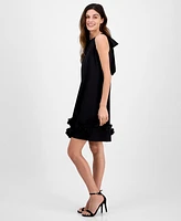 Anne Klein Women's Jewel-Neck Rosette-Trim Shift Dress