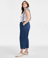 Style & Co Plus Chambray Pull-On Cropped Pants, Exclusively at Macy's