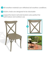 Bellemead All-Weather Plastic Crossback Dining Chair - Commercial Grade - Outdoor Use - Coffee - 2 Chairs