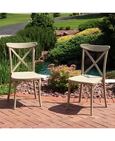 Bellemead All-Weather Crossback Dining Chair - Commercial Grade - Indoor/Outdoor Use - Coffee - 4 Chairs