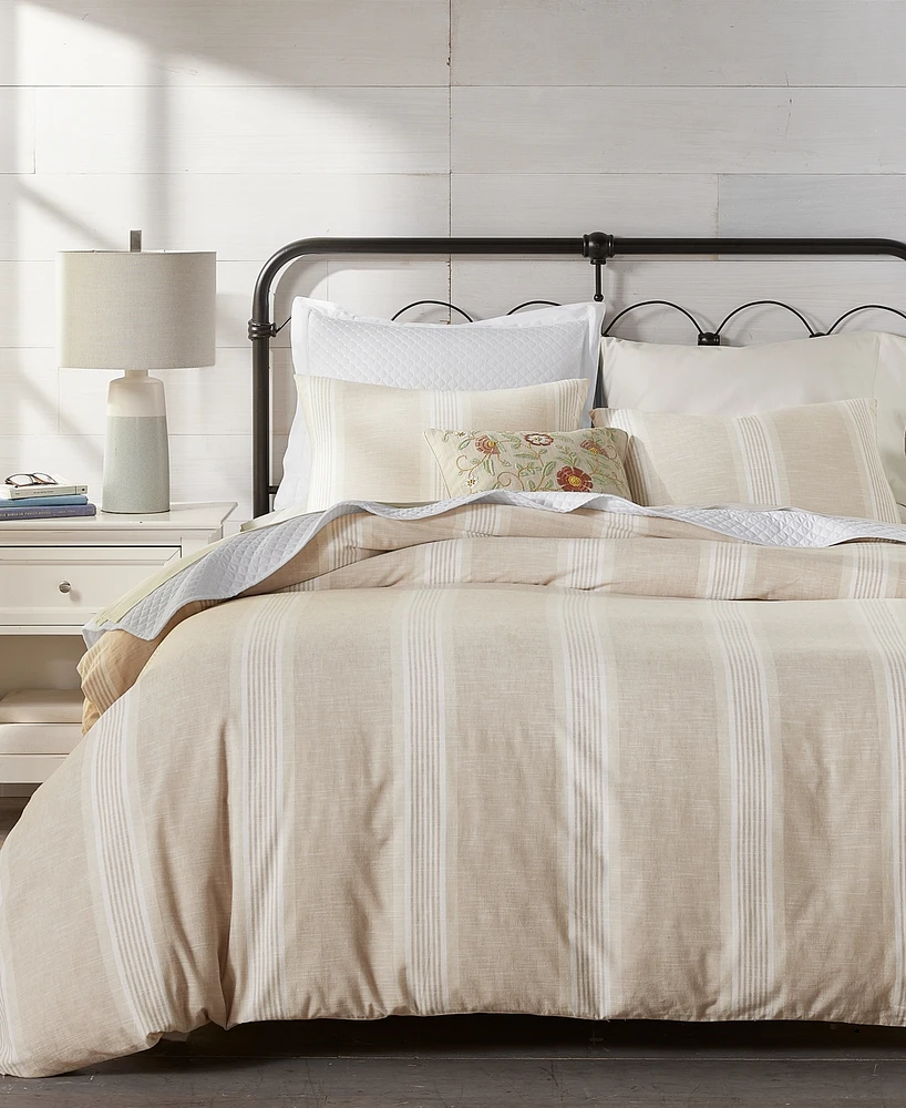 Charter Club Clifton Cotton/Linen Stripe 3-Pc. Comforter Set, King