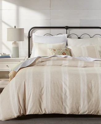 Charter Club Clifton Cotton/Linen Stripe 3-Pc. Comforter Set, King