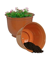 Michael 14.5" Metal Outdoor Plant Pot Set with Drainage Holes and Rubber Plugs