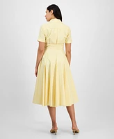 Tahari Women's Collared V-Neck Short-Sleeve Dress