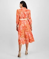 Tahari Asl Women's Paisley Belted Fit & Flare Dress