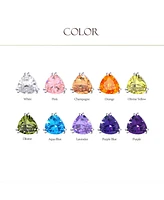 Bling Jewelry Triangle Shape Classic Large Statement 6CT Cz Solitaire Clip On Stud Earrings Rhodium Plated Brass Non Pierced 12MM