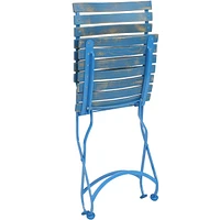 Cafe Couleur European Chestnut Wooden Folding Bistro Chair - Indoor or Outdoor Use - Blue - Set of 4