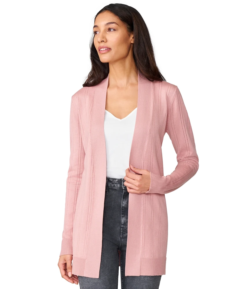 Melissa Paige Women's Pointelle Open-Front Long Cardigan, Regular & Petite