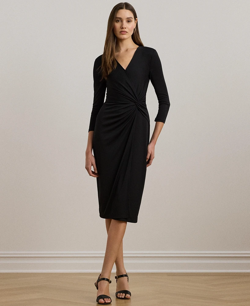 Lauren Ralph Women's Twist-Front Jersey Surplice Dress