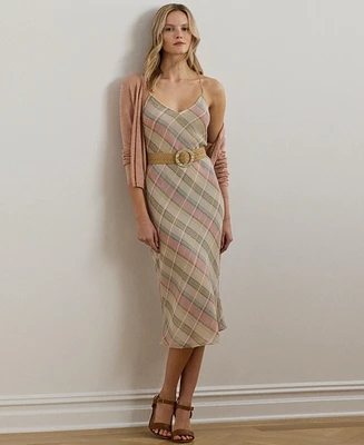 Lauren Ralph Women's Plaid Chiffon Slip Dress