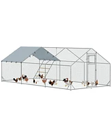 PawHut Chicken Run w/ Waterproof & Anti-uv Cover, 9.8' x 19.7' x 6.4'