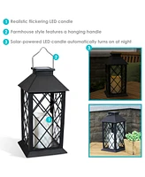 Concord 11-Inch Solar Led Decorative Candle Lantern - Tabletop/Hanging Light - Set of 2 - White