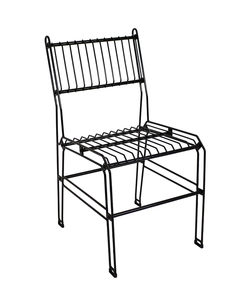 Modern Indoor/Outdoor Steel Wire Armless Dining Chair - 240-Pound Weight Capacity - Black - 23.75-Inch H