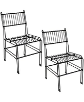 Modern Steel Wire Armless Outdoor Dining Chair - 240-Pound Weight Capacity - Black - 23.75-Inch H - Set of 2