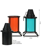 Outdoor Metal Patio Deck Poolside Lawn Tabletop Torch Set - Green, Blue, Orange