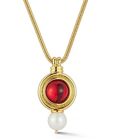 Rachel Zoe Gold Plated Bold Geometric Pendant Necklace with Rounded Snake Chain