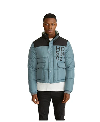 Hudson Jeans Men's Poly Twill Puffer Jacket With Logo