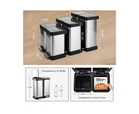 Dual Trash Can, Stainless Steel 2 x 6.5 Gal (2 x 25L) Garbage Can, Double Steel Pedal Recycle Bin with Lid and Inner Buckets, Rectangular Hands-Free K