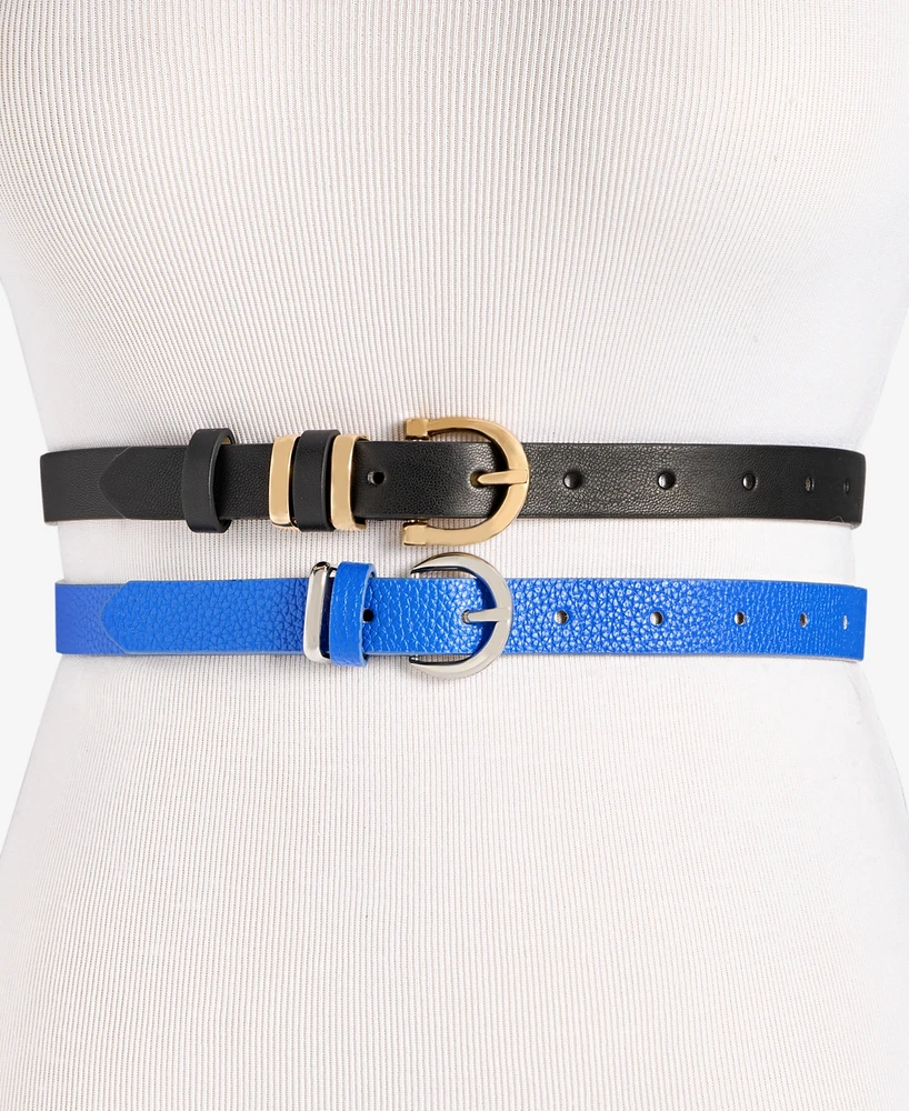 On 34th 2-Pc. Faux-Leather Belt Set, Exclusively at Macy's