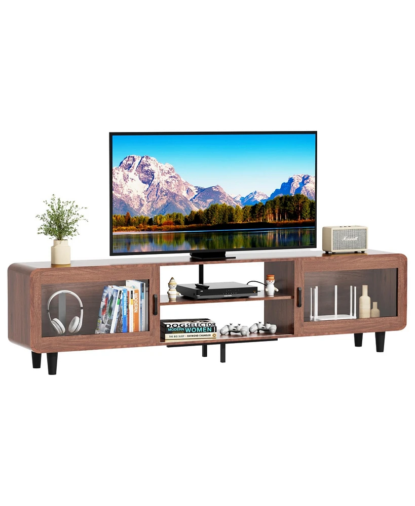 Tv Stand Entertainment Center with Power Outlets for Convenient Media Organization and Charging