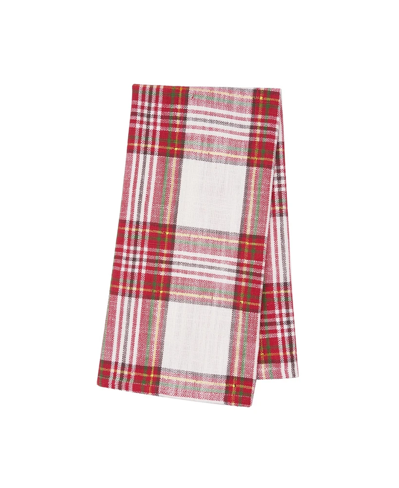 27' X 18" Gracelyn Plaid Woven Cotton Kitchen Dish Towel, Red and White Plaid