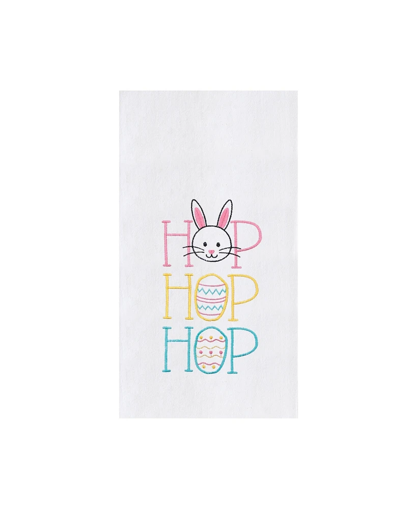 Hop Hop Hop" Easter Bunnies Flour Sack Embroidered Kitchen Dishtowel