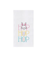 Hop Hop Hop" Easter Bunnies Flour Sack Embroidered Kitchen Dishtowel