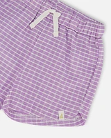 Girl Crinkle Short White Checkered Lilac - Toddler|Child