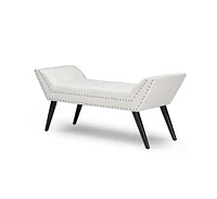 Baxton Studio Tamblin Modern and Contemporary White Faux Leather Upholstered Large Ottoman Seating Bench