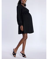 Motherhood Maternity Woven Wrap Long Sleeve Mini Dress