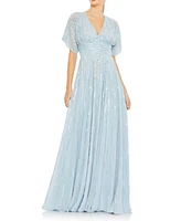 Mac Duggal Women's Embellished V Neck Evening Gown