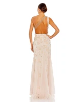 Mac Duggal Women's Embellished One Shoulder Strappy Trumpet Gown