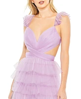 Mac Duggal Women's Ruffle Tiered Tulle Cut Out Gown