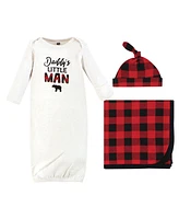 Hudson Baby Baby Boys Hudson Gown, Swaddle Blanket and Cap or Headband, Daddy'S Man, 0-6 Months