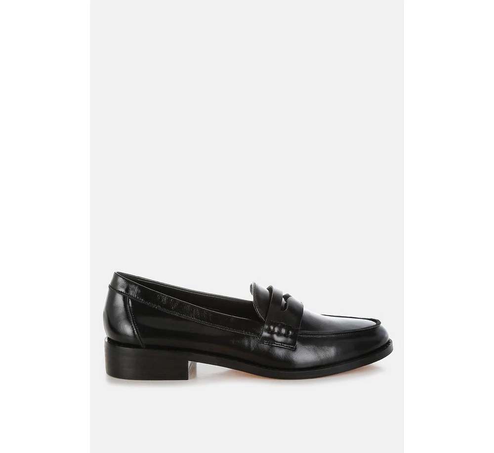 Roxana Real Leather Penny Strap Loafers