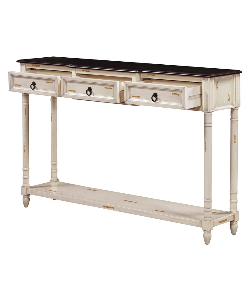 Console Table Sofa Table with Drawers for Entryway with Projecting Drawers and Long Shelf