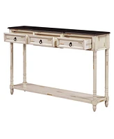 Console Table Sofa Table with Drawers for Entryway with Projecting Drawers and Long Shelf