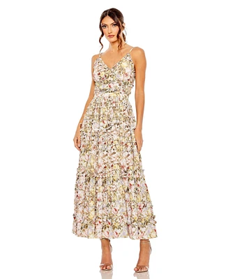 Women's Floral Print Ruffle Tiered Midi Dress