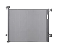 Retractable Baby Gate Gray for Stair and Doorway, 33" Tall Extends up to 55" Easy-to-Install Gray Retractable Mesh Baby Gate, Hardware Mounting Kit