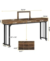 Tribesigns Overbed Table with Wheels, Mobile Computer Desk Makeup Vanity Desk with Storage, Standing Laptop Cart, Over Bed Makeup Table with Mirror, V
