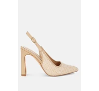 Alzbeta Raffia Pointy Toe Slingback Pumps