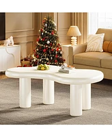 Tribesigns 45-Inch Cloud Coffee Table, Creamy White Coffee Table with 4.33" Chunky Legs, Modern Irregular Center Table Wood Tea Table for Living Room,