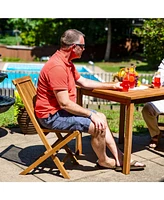 Hyannis Solid Teak Outdoor Folding Dining Chairs - Light Wood Stain Finish