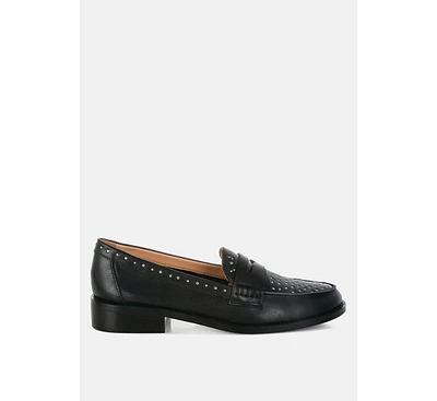 Raisa Stud Embellished Penny Loafers