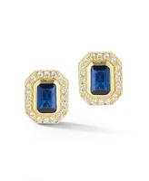 Rachel Zoe 14K Gold Plated Sterling Silver Emerald Cut Studs