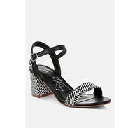 Tulata Raffia Pin Buckle Block Heels