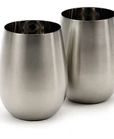 Rsvp International Stemless Stainless Steel Wine Glasses, Set of 2