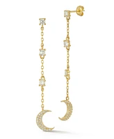 Rachel Zoe 14K Gold Plated Sterling Silver Pave Moon Drop Earrings